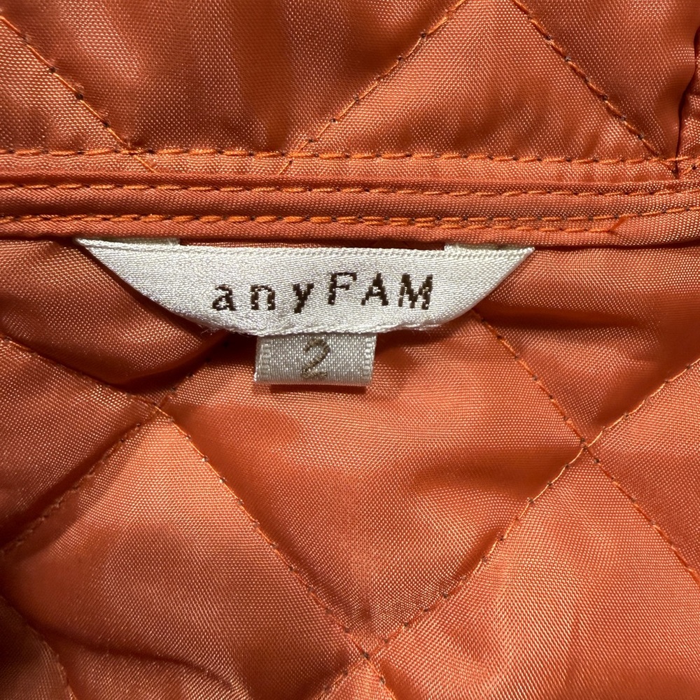 anyFAM Brown Quilted Hooded Jacket Fully Lined Size 2 - Picture 12 of 16